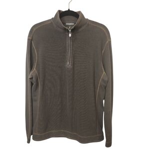 Tommy Bahama Men's Taupe Long Sleeve Half Zip Sweater Size LG